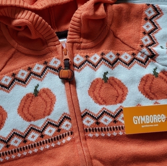 Pumpkin Zip Up Sweater Gymboree NWT - Picture 7 of 14